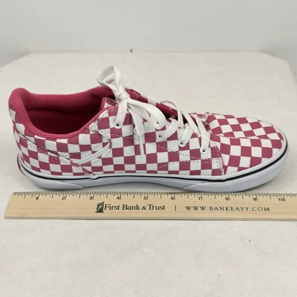 Vans Off The Wall Womens Sz 6 Low Top Sneakers Pink White Checkered Lace Up Shoe - Picture 13 of 13